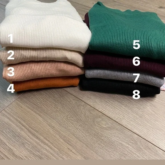 Peach Nude Mock Neck Soft Rib Turtleneck Sweater - Picture 9 of 9